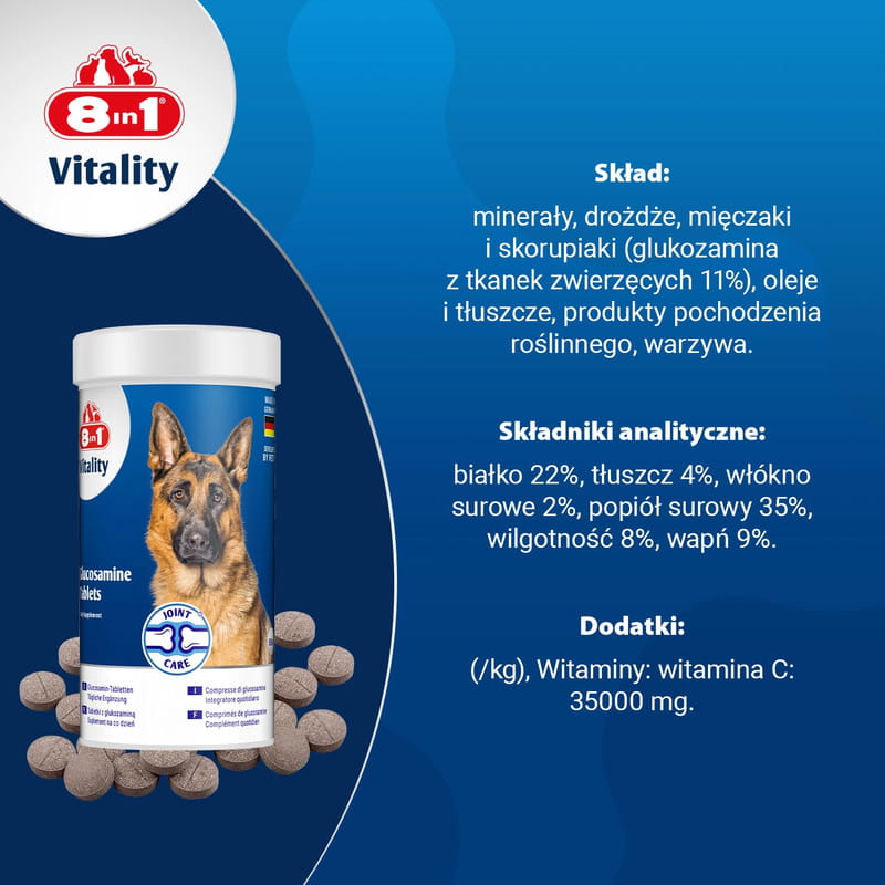 8in1 Vitality Glukozamina Witaminy dla psów stawy i aktywność 55 tabletek 6.jpg